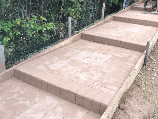 New concrete staircase and patio