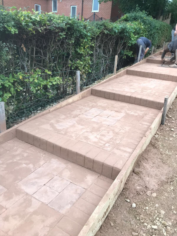 New concrete staircase and patio