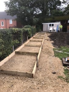 New concrete staircase and patio