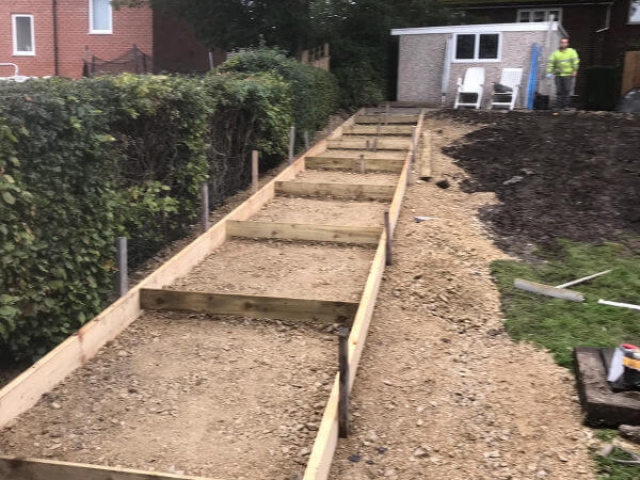 New concrete staircase and patio