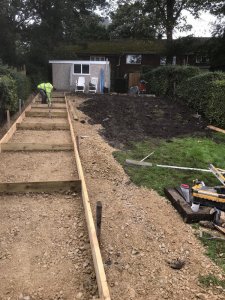 New concrete staircase and patio