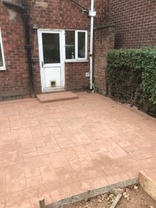 New concrete staircase and patio