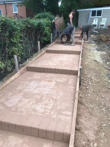 New concrete staircase and patio