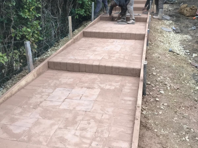 New concrete staircase and patio