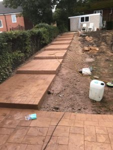 New concrete staircase and patio