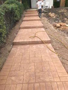 New concrete staircase and patio