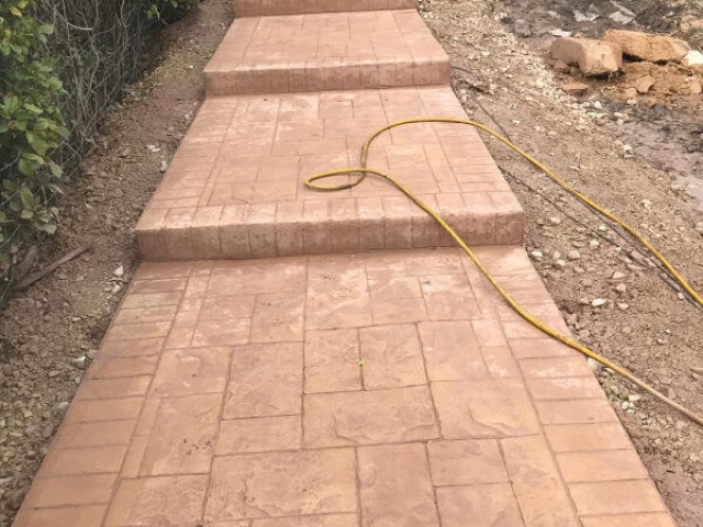 New concrete staircase and patio