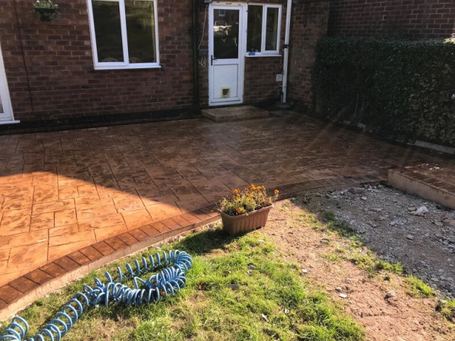 New concrete staircase and patio