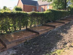 New concrete staircase and patio