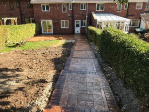 New concrete staircase and patio