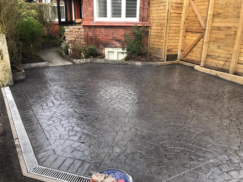 New pattern imprinted concrete driveway in Didsbury