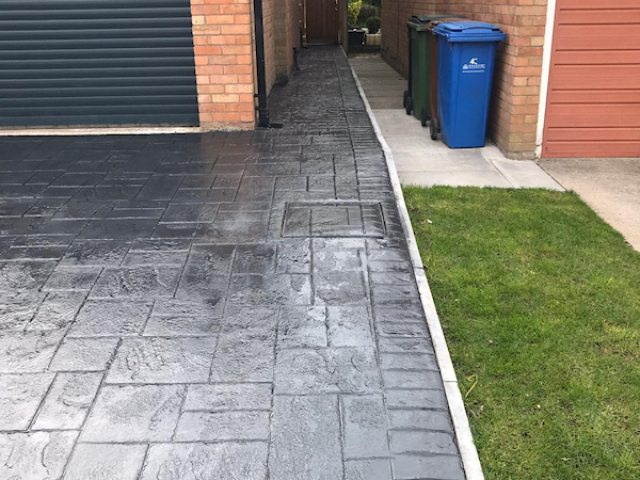 Pattern imprinted concrete driveway Gatley