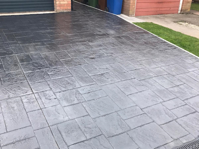 Pattern imprinted concrete driveway Gatley