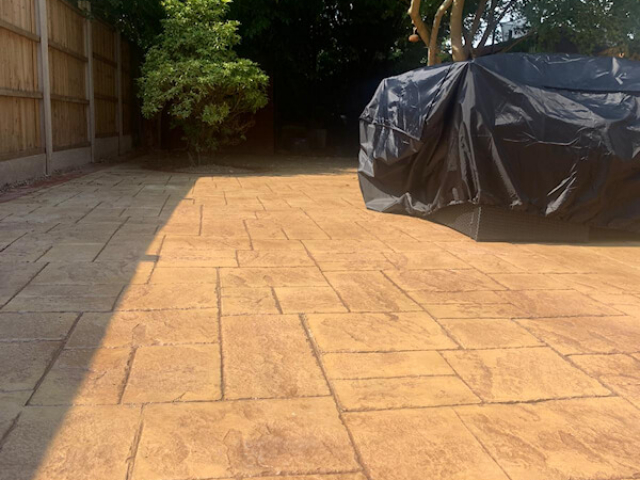 New Pattern Imprinted Concrete Patio in Manchester