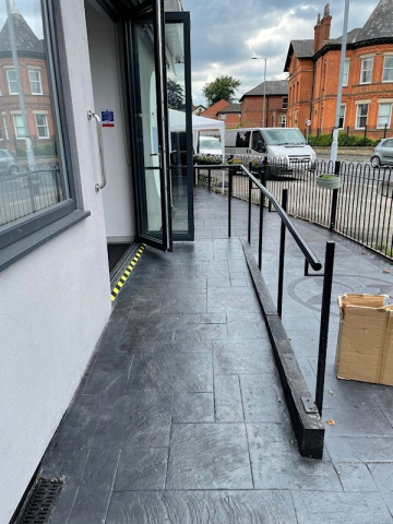 New pattern imprinted concrete patio in Moss Side, Manchester