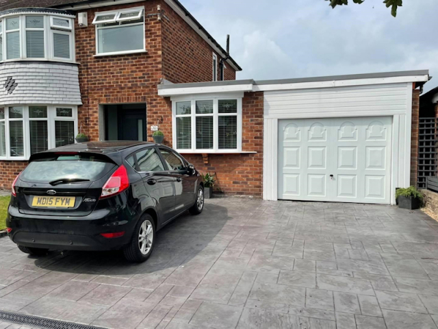 New patten imprinted concrete driveway