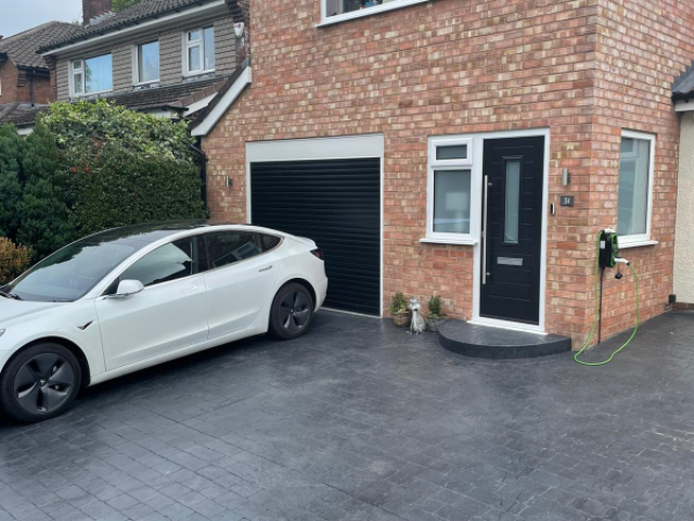 New pattern imprinted concrete driveway in Hale