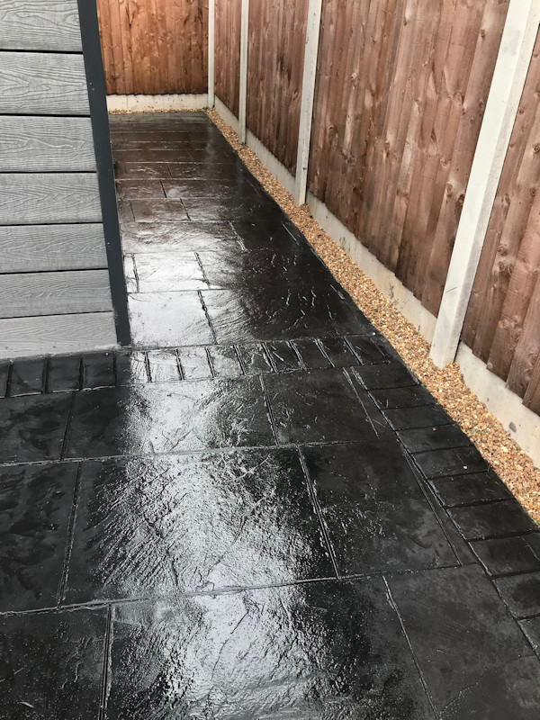 Pattern imprinted concrete patio in Wilmslow