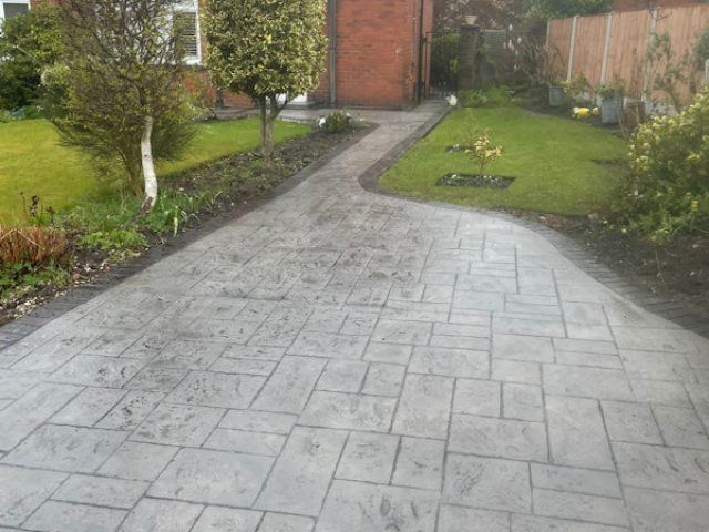 New pattern imprinted concrete path in Chorlton