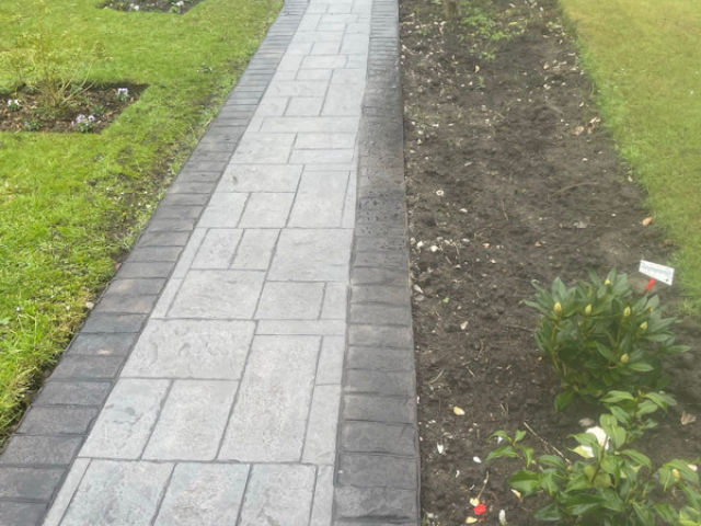 New pattern imprinted concrete path in Chorlton