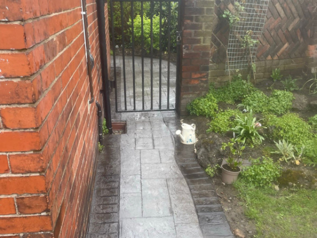 New pattern imprinted concrete path in Chorlton