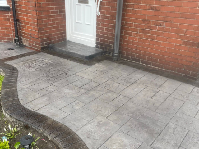 New pattern imprinted concrete path in Chorlton