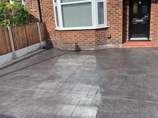 Royal Ashlar Pattern Imprinted Concrete Driveway in Sale, Manchester