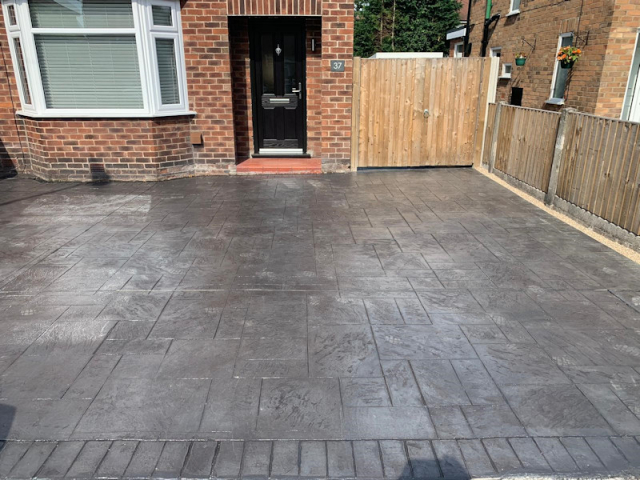 Royal Ashlar Pattern Imprinted Concrete Driveway in Sale, Manchester